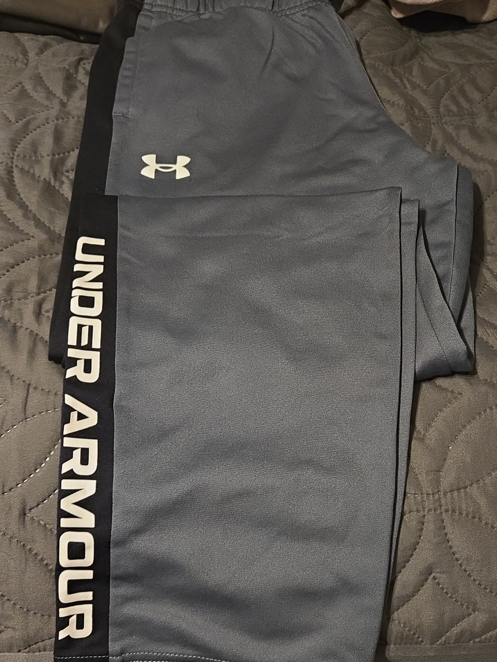 Under Armour Gray Joggers with Black Side Stripe and White Logo